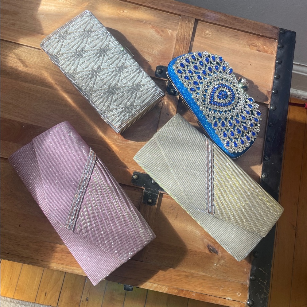 Elegant Gold and Blue Clutch Set